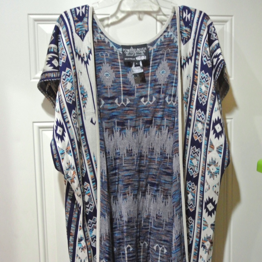 Women's Panhandle Powder River Outfitters Aztec Kimono vest , large